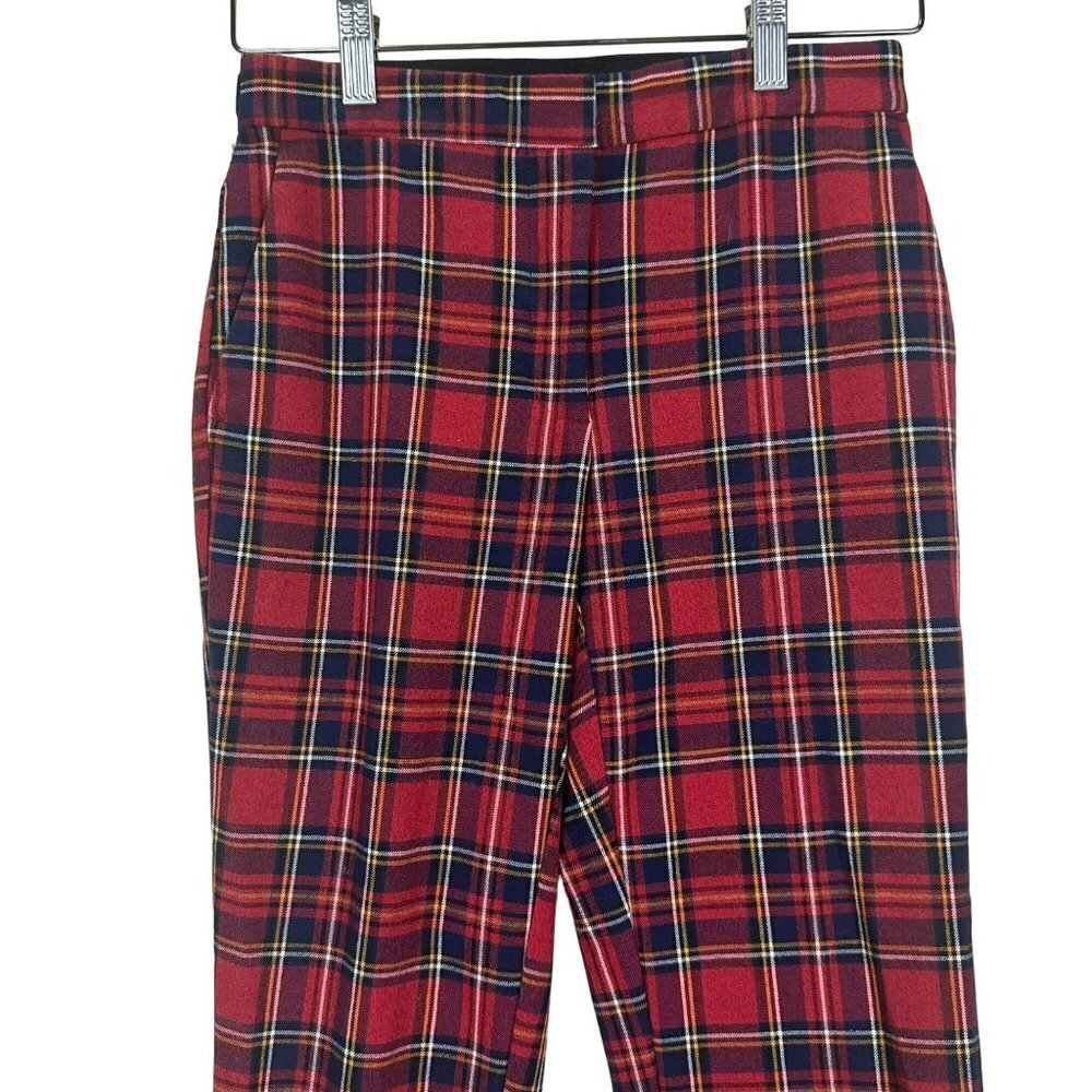 Zara Gingham Checked Flared Pants Plaid High Waisted Size Small - Picture 8 of 16